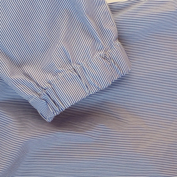 Thomas Mason for J. Crew Back Tie Mock Neck Blue Stripe Long Sleeve Shirt 12 - Picture 9 of 10